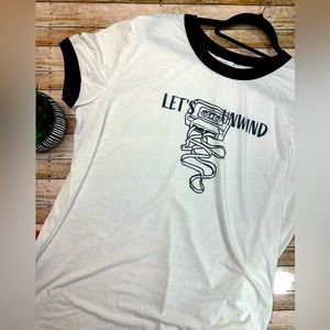 Let’s Unwind Black & White Cassette Tape T-shirt (3XL, XXXL  LuLaRoe Liv LLR)